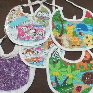 5 homemade small bibs